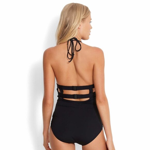 NWT Seafolly black halter one piece swimsuit, US4 - Picture 5 of 10